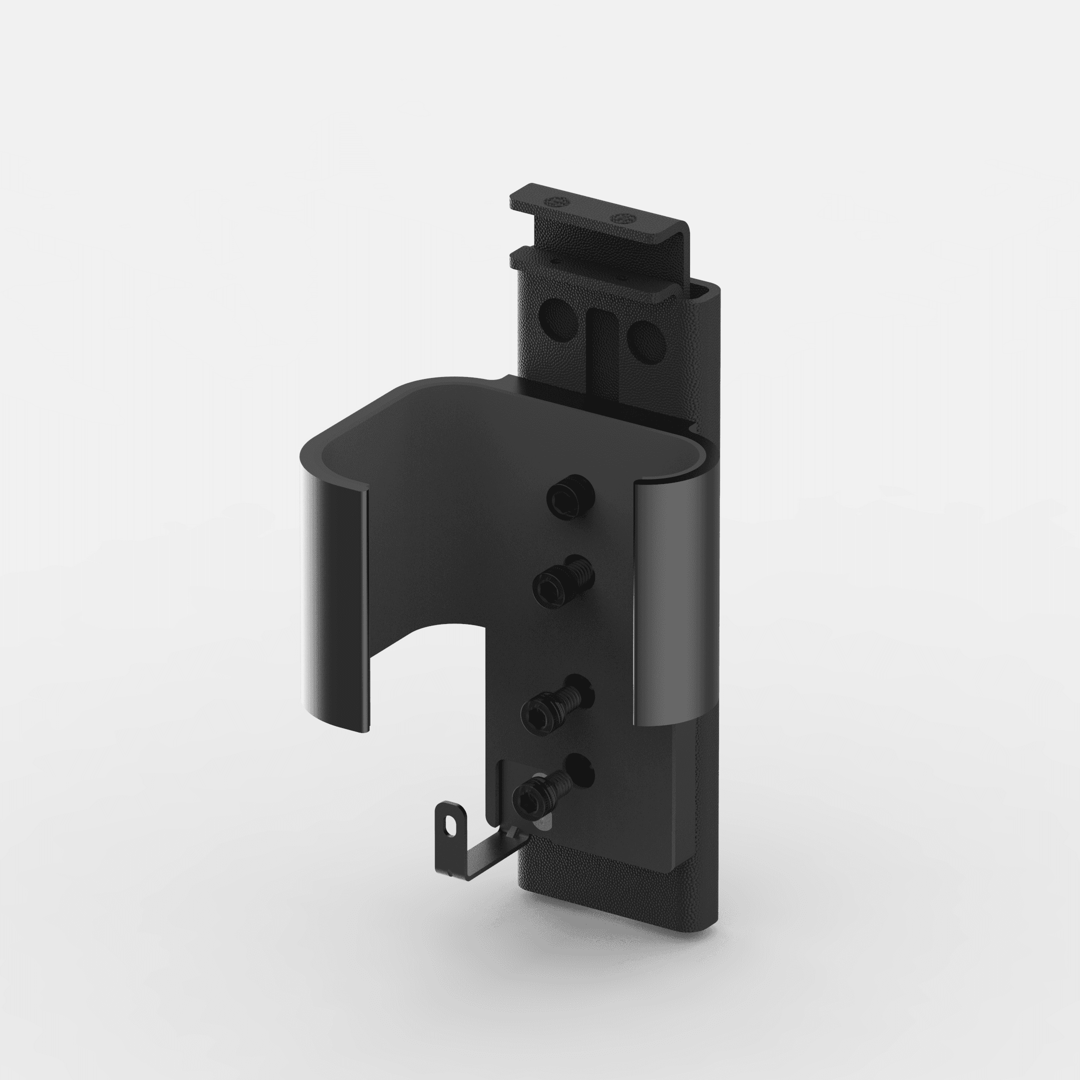 The Center Console Mount assembled: a black steel mount plate, lock plate and bolt plate